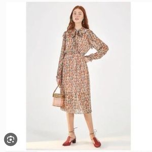 RARE !! NWOT Farm Rio  Monkey-Print Ruffle Midi Dress Multi